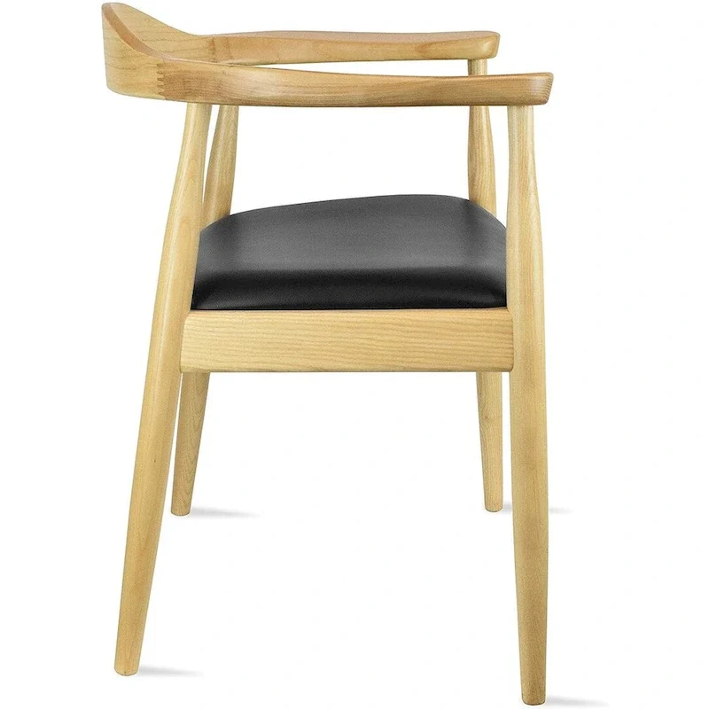 Chaises en bois massif avec accoudoirs, en chêne et similicuir, pour salle à manger, cuisine, chambre, bureau.