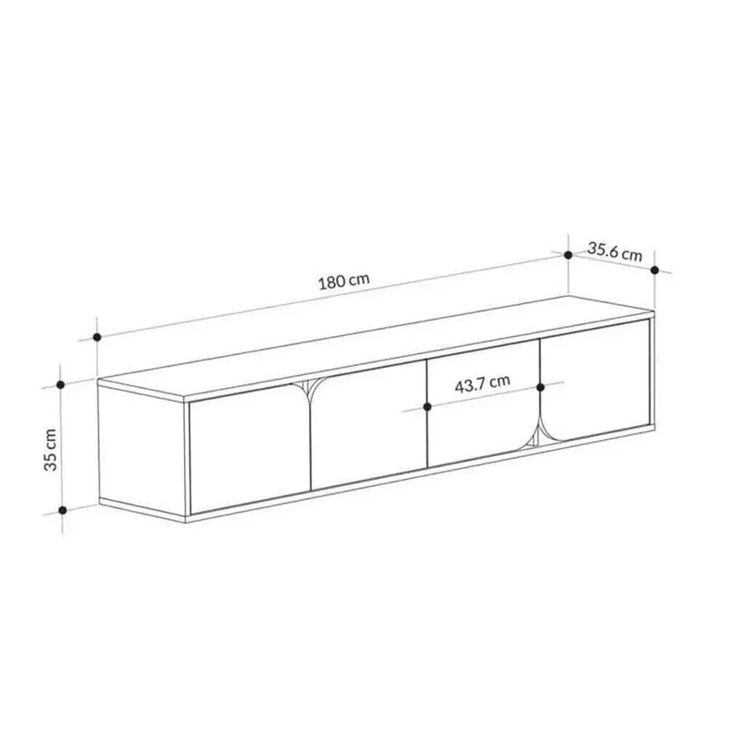 Meuble TV moderne SPARO 180 cm - Design suspendu - Noir et Blanc
