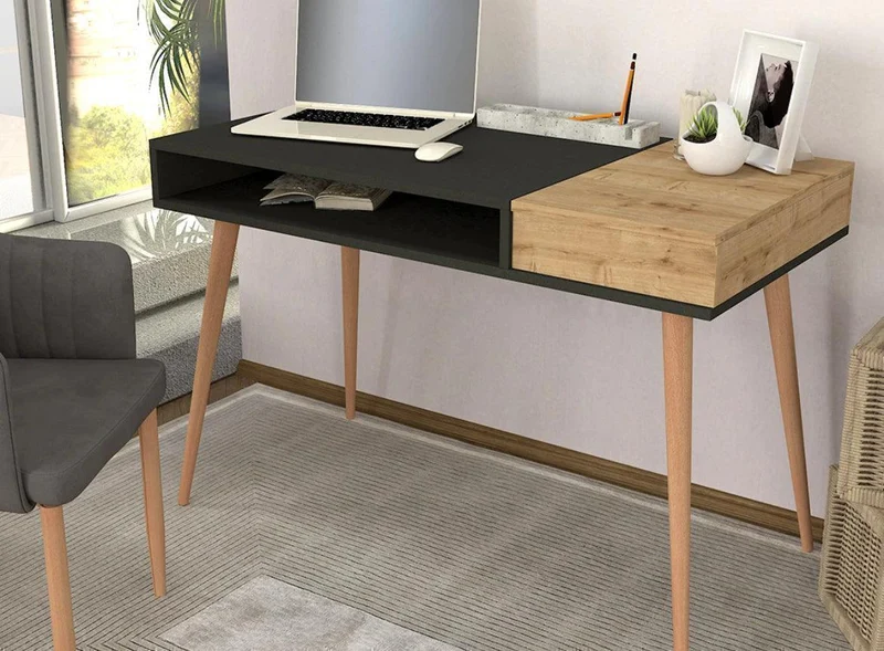Bureau NANSI -chêne et noir- 120cm