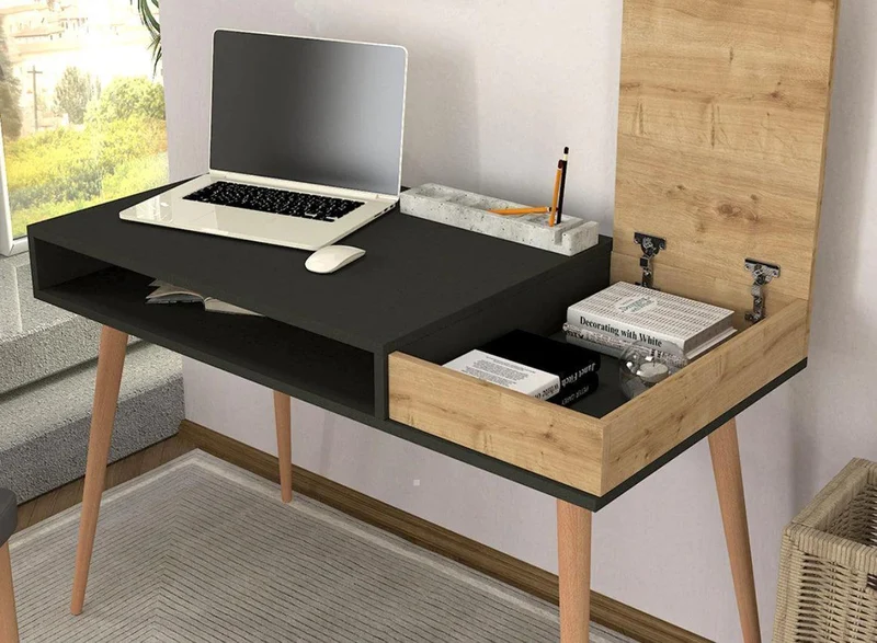 Bureau NANSI -chêne et noir- 120cm