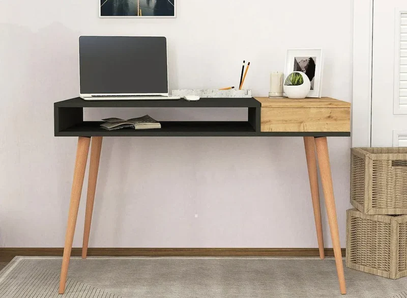 Bureau NANSI -chêne et noir- 120cm