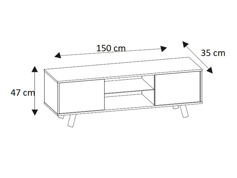 Stand TV PRONTO 150CM Noyer - Meuble TV avec éclairage LED