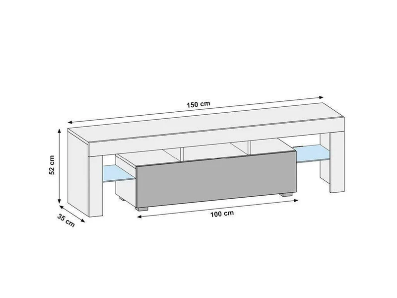 OTIS 150CM - Meuble TV avec éclairage LED - Wengé et Noir