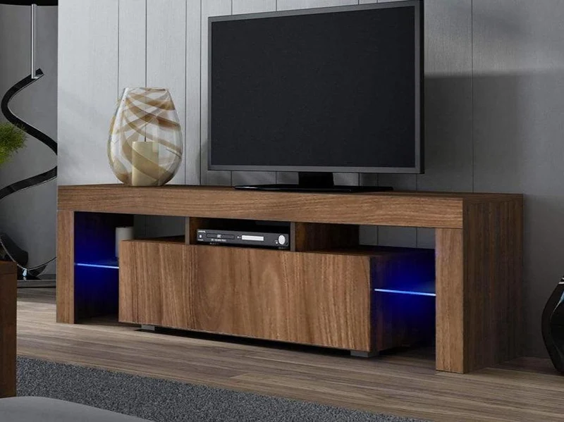 Meuble TV avec éclairage LED 150cm - Marron Noyer