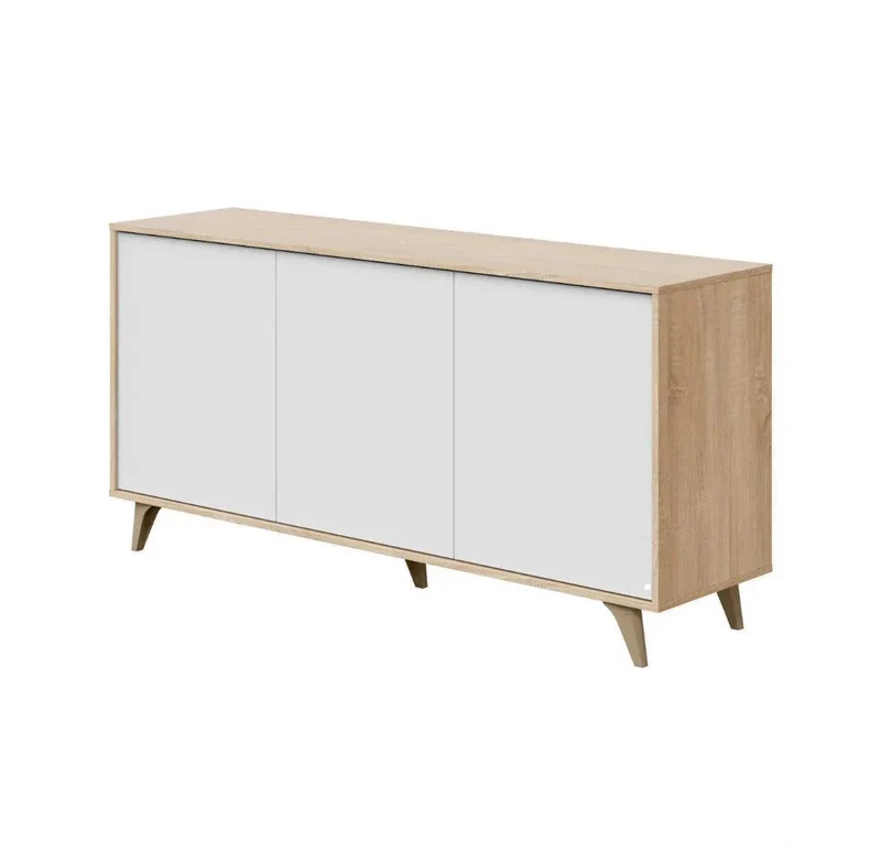 GEANT Plus buffet 3 portes blanc et chêne 154 cm