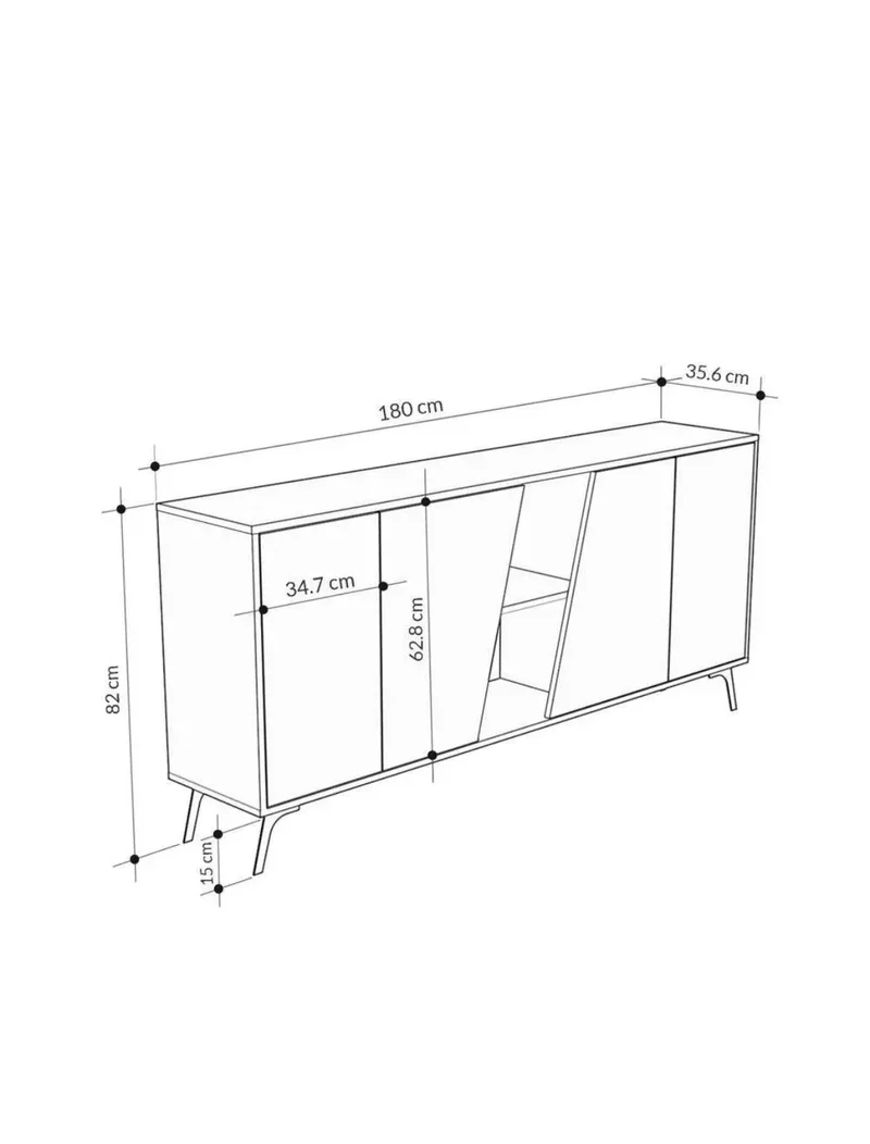 Console LIONAS 180 cm - Buffet de rangement - Chêne et blanc