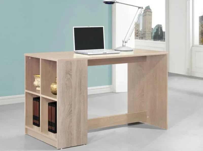 Bureau LAN avec Rangement - 110 cm - Chene