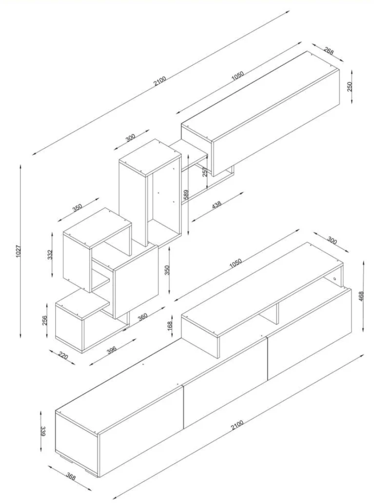 ELIT-RAFINA - Meuble TV et Table Basse -Salon et séjour