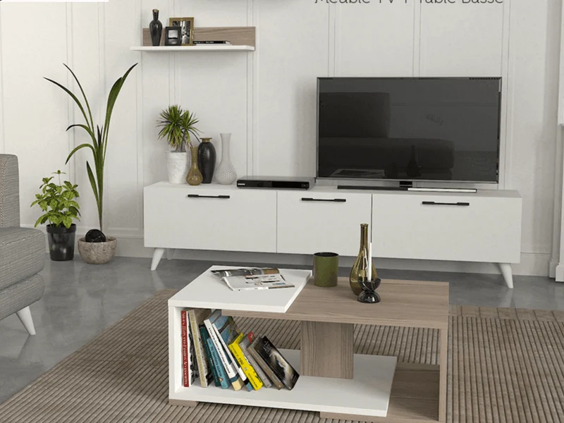 Pack ATERAM - Meuble TV - Table basse - Salon et séjour
