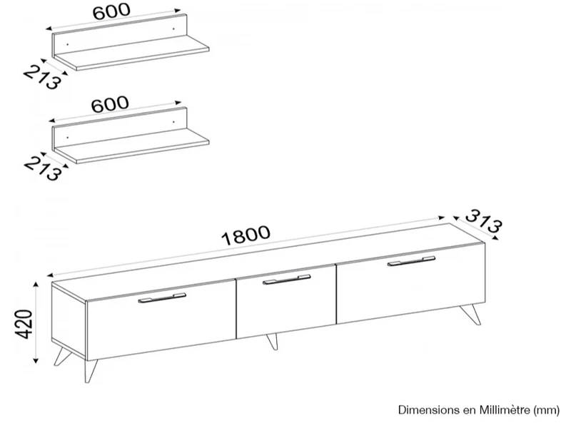 Pack ATERAM - Meuble TV - Table basse - Salon et séjour