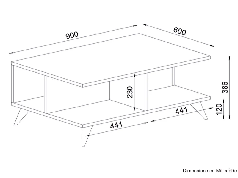 ATEDRAE - Meuble TV - Table basse - Blanc et Gris Cordoba