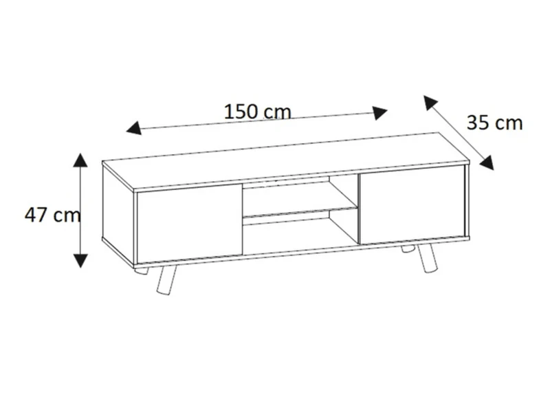 Stand TV PRONTO 150CM BLANC - Meuble TV avec éclairage LED