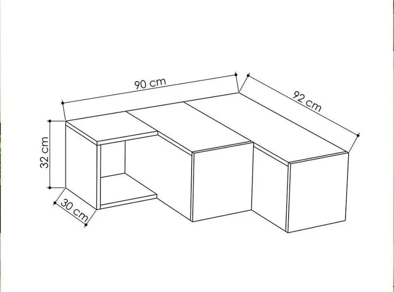 Meuble Tv Angle avec 2 Tiroirs Blanc et Chene
