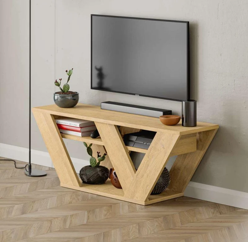 Stand Meuble TV HIPER 110 cm - Salon et séjour Chene