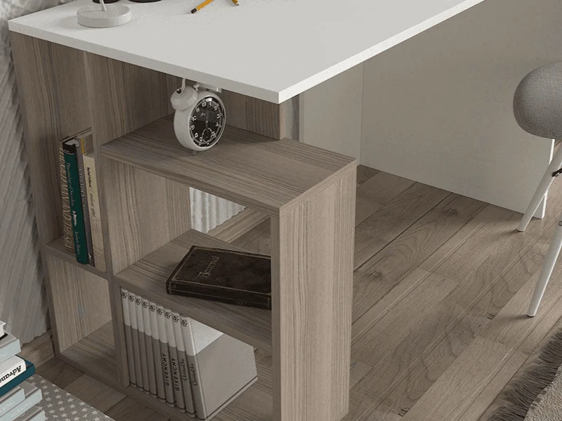 Bureau LARAB 120 cm - Blanc et Gris Cordoba - Table de travail