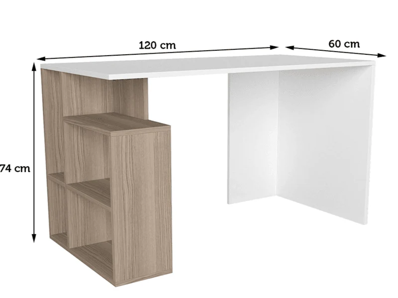 Bureau LARAB 120 cm - Blanc et Gris Cordoba - Table de travail