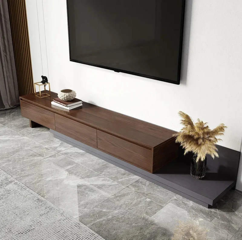 BELY Meuble TV en Noyer et Gris