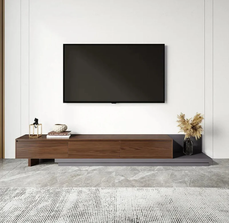 BELY Meuble TV en Noyer et Gris