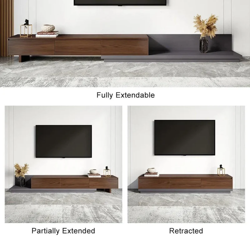 BELY Meuble TV en Noyer et Gris