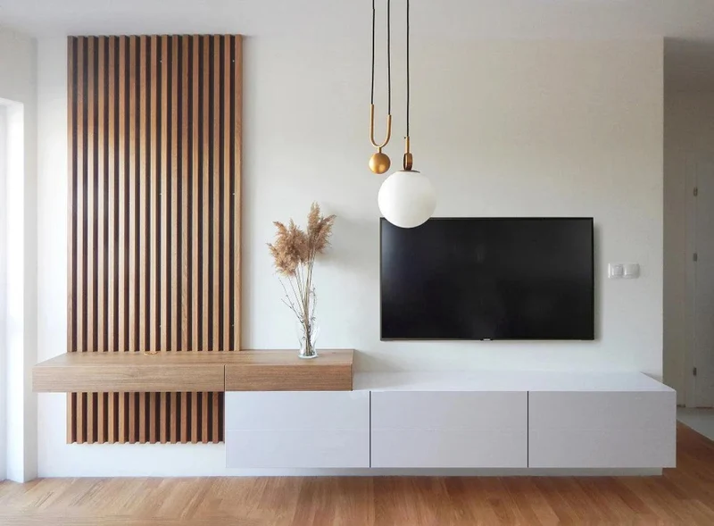 Meuble Tv Namir Avec Revetement mural en Bois
