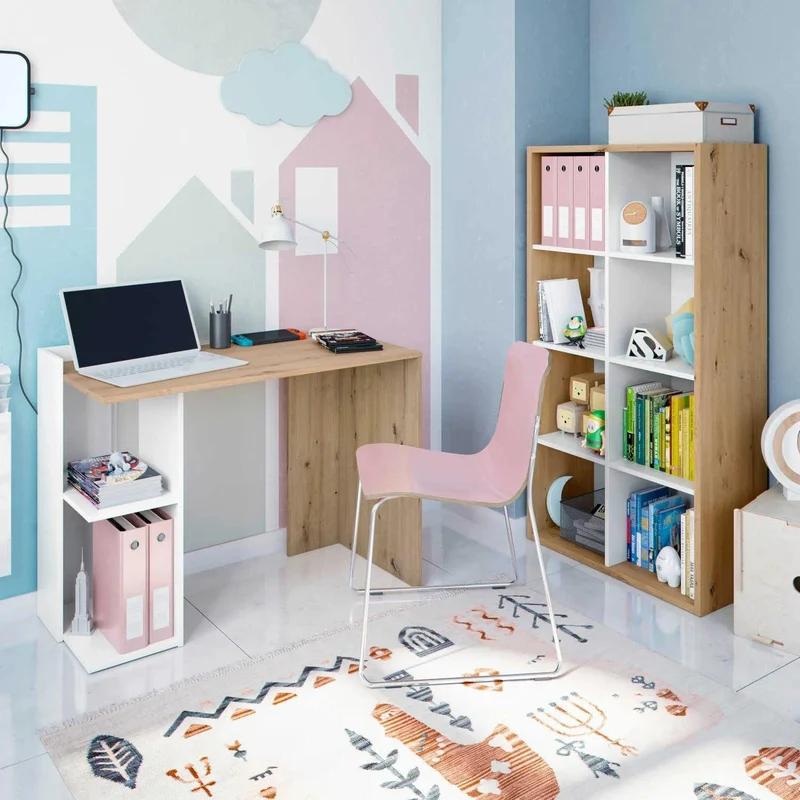 Bureau MOOD 100 cm - Blanc et chene