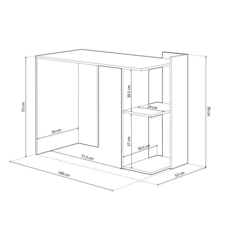 Bureau MOOD 100 cm - Blanc et chene