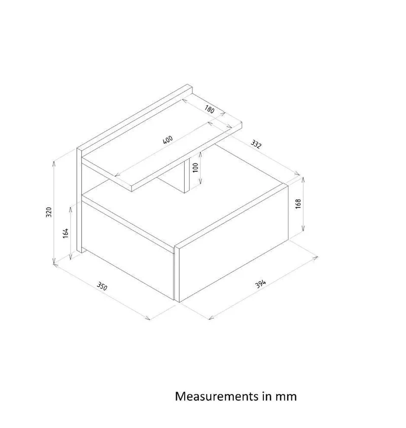 Table de chevet Misa en bois - 39x35x32 cm