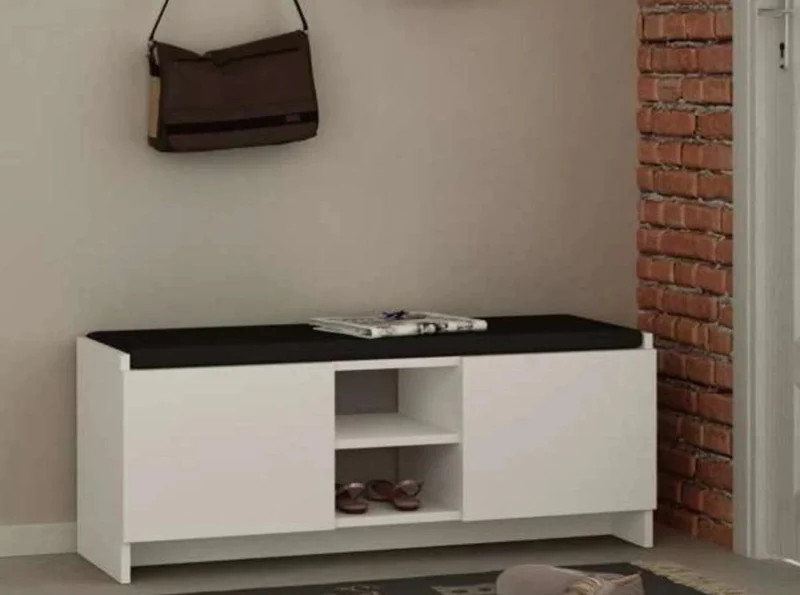 Meuble chaussures ZULLA avec assise - Blanc