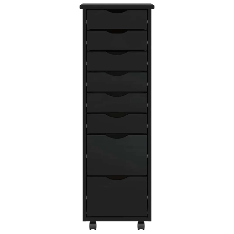 Armoire roulante avec tiroirs 34 x 39 x 103 cm rangement pratique style rustique en bois de pin noir 02_0057655
