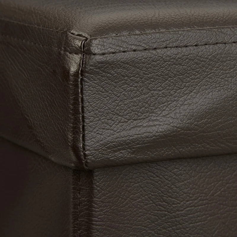 Tabouret pouf banquette pliant meuble de rangement stable synthétique 38 cm marron 13_0002806_5