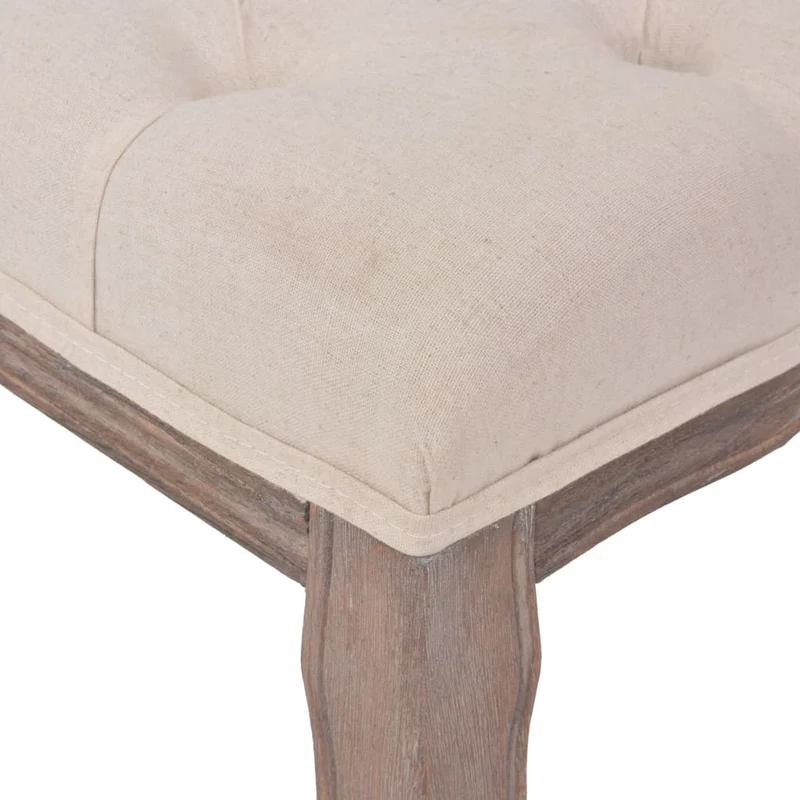 Banc banquette lin bois massif 110 x 38 x 48 cm blanc crème 02_0021257