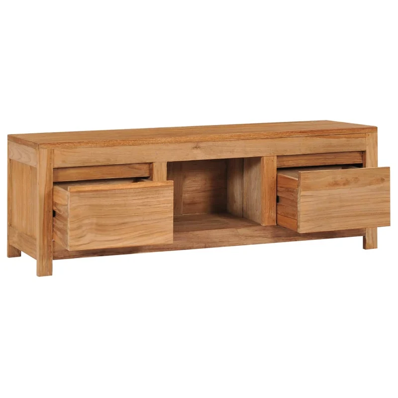 Meuble TV multimédia étagère télévision buffet téléviseur salle à manger salon chambre 100 x 30 x 35 cm bois de teck massif brun 02_0025435