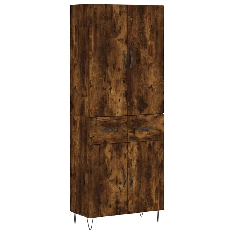 Buffet bahut commode armoire meuble de rangement organisateur cuisine salle de séjour salon haut 69,5 x 34 x 180 cm bois d'ingénierie marron 02_0033506