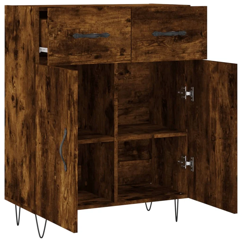 Buffet bahut commode armoire meuble de rangement organisateur cuisine salle de séjour salon 69,5 x 34 x 90 cm bois d'ingénierie marron 02_0031020