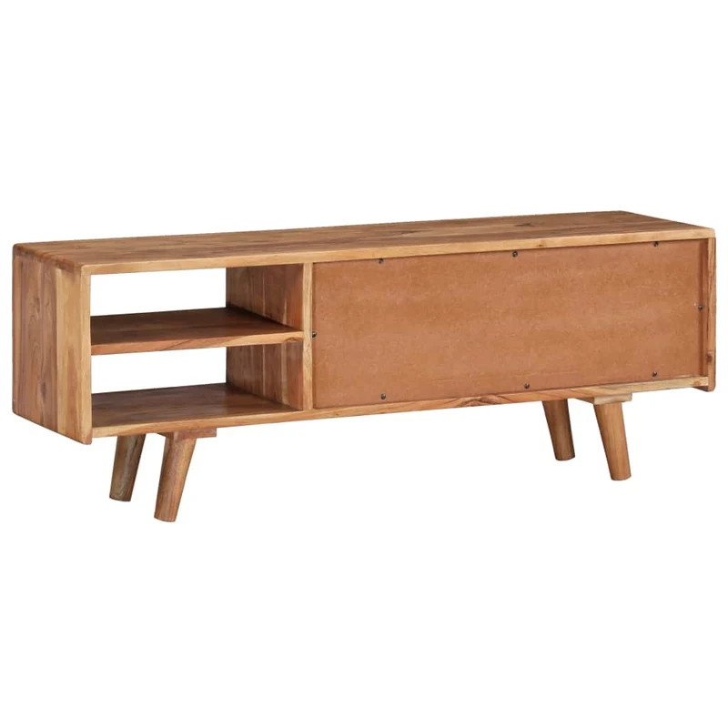 Meuble télé buffet tv télévision design pratique bois d'acacia avec portes sculptées 117 cm 2502119