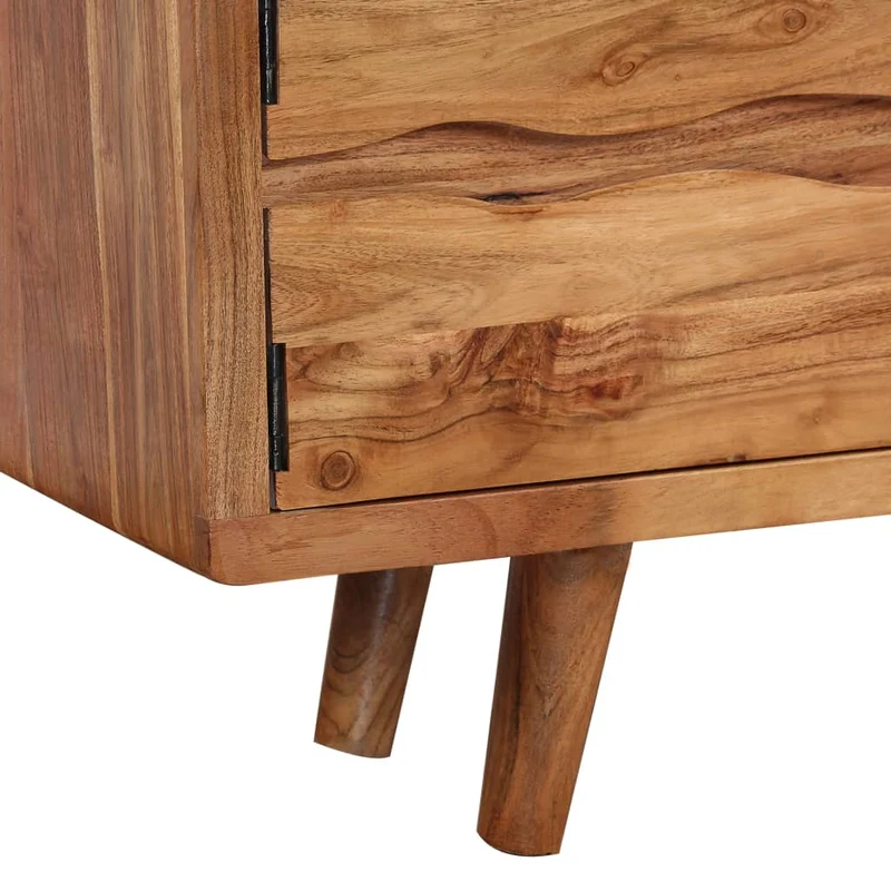 Meuble télé buffet tv télévision design pratique bois d'acacia avec portes sculptées 117 cm 2502119