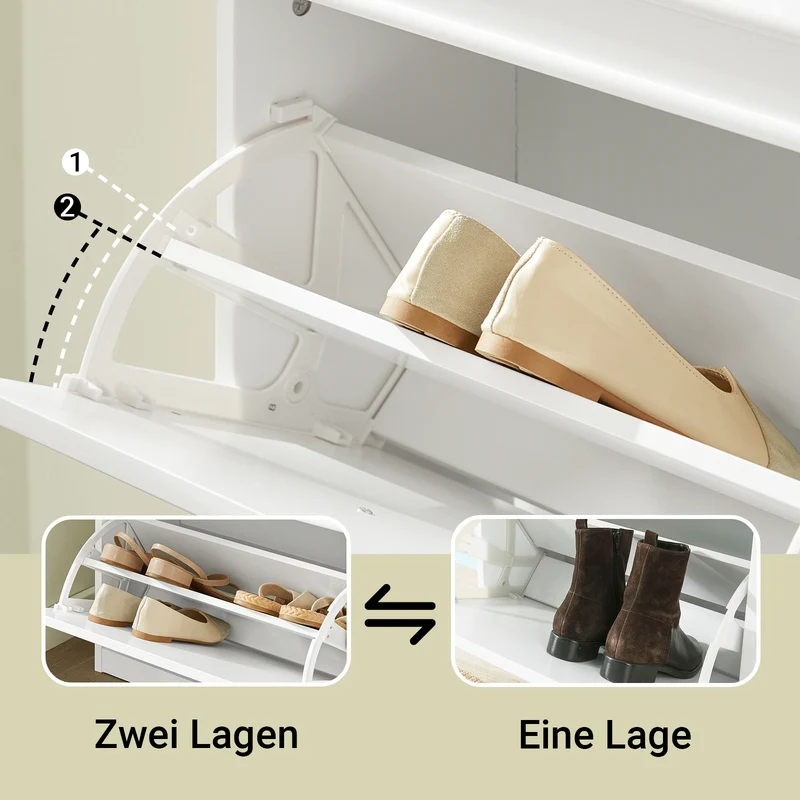 SoBuy | Schuhkipper | Schuhschrank schmal mit 3 Klappen | Weiß | FSR94-W
