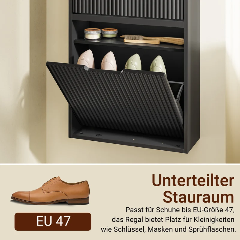 SoBuy | Schuhschrank Schmal Wandmontage | 2-Wege Montage | 19cm Tiefe | Schwarz | FSR204-SCH