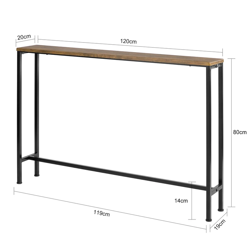 SoBuy Konsolentisch Schmal Flurtisch Vintagebraun & Schwarz 120x80x20cm FSB19-XL-N