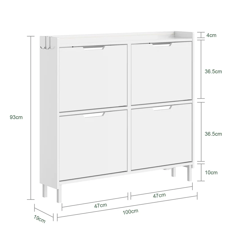 SoBuy | SoBuy Schuhschrank Schmal Hängend mit Sensorlicht und 19 cm Tiefe | Weiß | FSR100-E-W