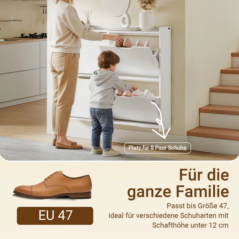 SoBuy | SoBuy Schuhschrank Schmal Hängend mit Sensorlicht und 19 cm Tiefe | Weiß | FSR100-E-W