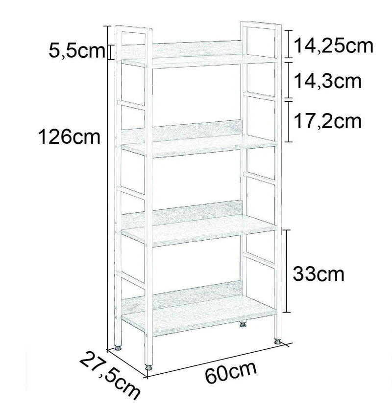 Bibliothèque métallique vertical blanc chêne clair 19_0000396