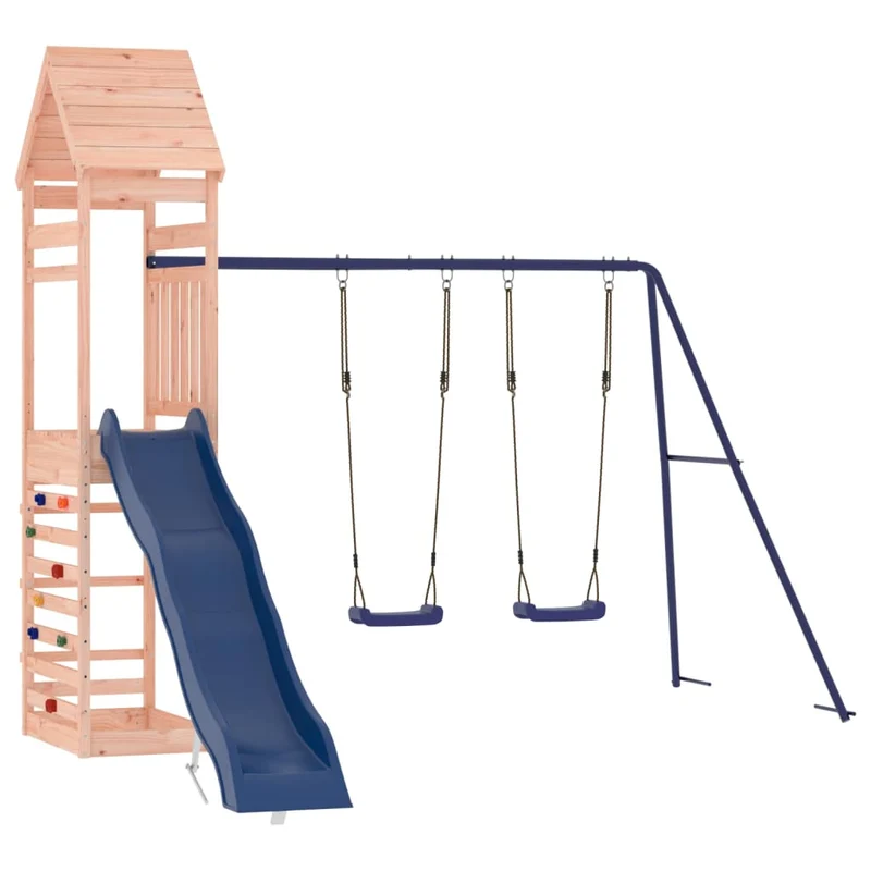 Aire de jeux d'extérieur balançoires toboggan portiques robuste jeux jardin 316 x 363 x 264 cm bois massif de douglas 02_0004767