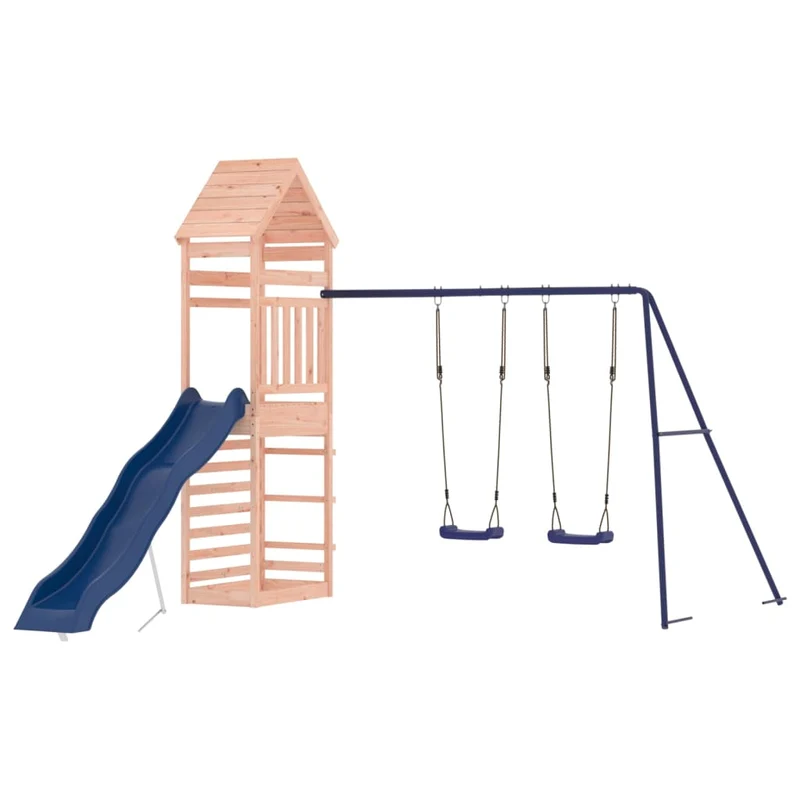 Aire de jeux d'extérieur balançoires toboggan portiques robuste jeux jardin 316 x 363 x 264 cm bois massif de douglas 02_0004767