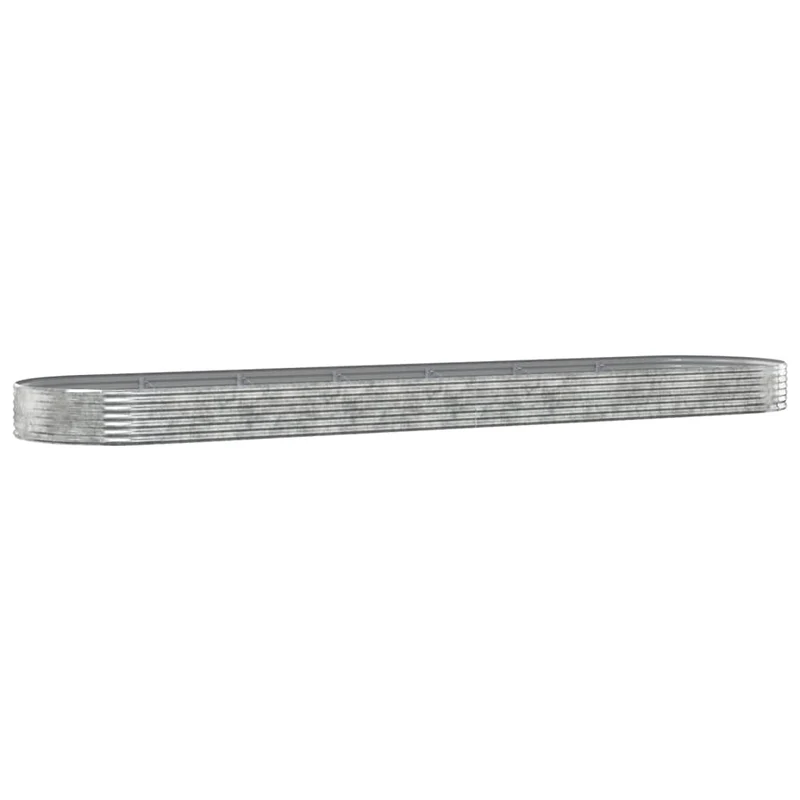 Jardinière bac lit surélevé plantes fleurs terrasse jardin de jardin acier enduit de poudre argenté Argent 02_0039697