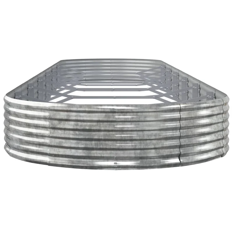 Jardinière bac lit surélevé plantes fleurs terrasse jardin de jardin acier enduit de poudre argenté Argent 02_0039697