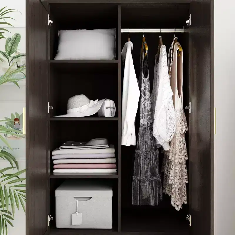 Hitow Armoire de rangement double tiroir avec portes miroir et zones de rangement