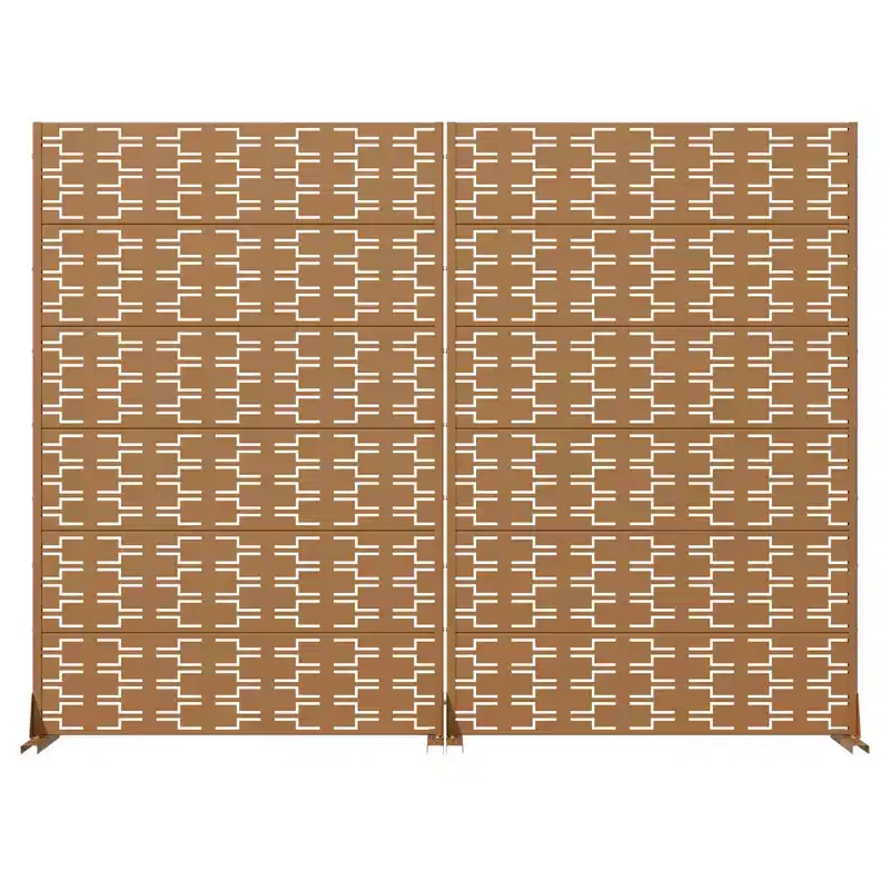 MAYEERTY Cloison de séparation 01 marron en acier galvanisé, 72x47x16, paravent double face antirouille en 6 pièces