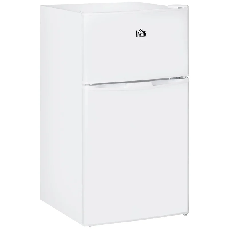 Mini-réfrigérateur HOMCOM à deux portes avec congélateur, réfrigérateur compact de 3,2 pi³ avec étagère réglable, thermostat réglable