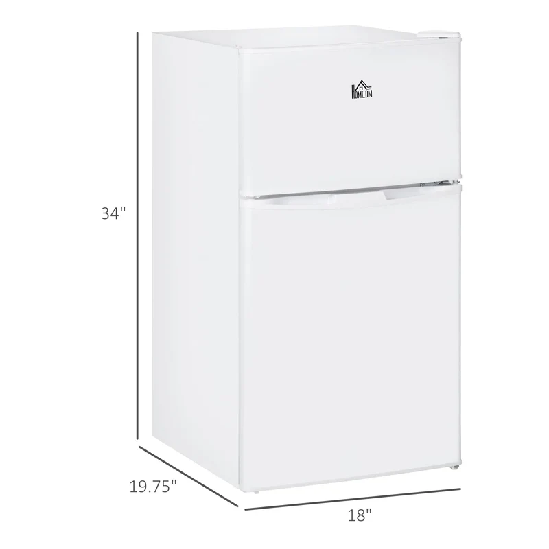 Mini-réfrigérateur HOMCOM à deux portes avec congélateur, réfrigérateur compact de 3,2 pi³ avec étagère réglable, thermostat réglable